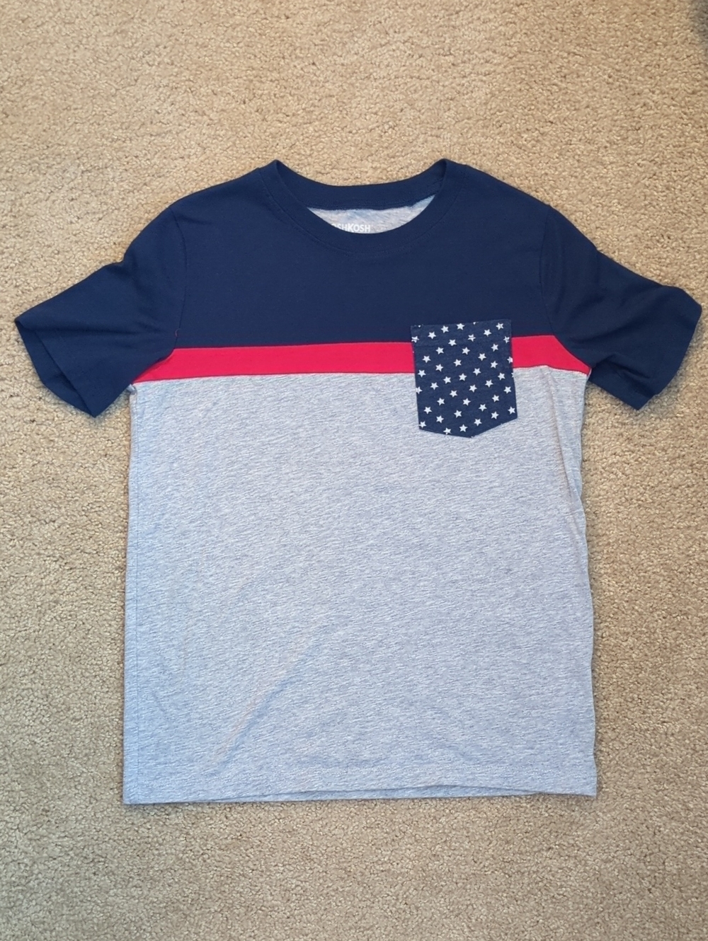 OshKosh B'gosh Navy, Red & Heather Gray Star Pocket Tee